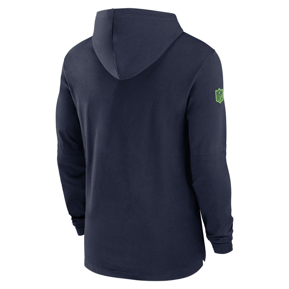 Seattle Seahawks 2024/25 Sideline Performance Long Sleeve Hoodie T-Shirt - College Navy Hoodies