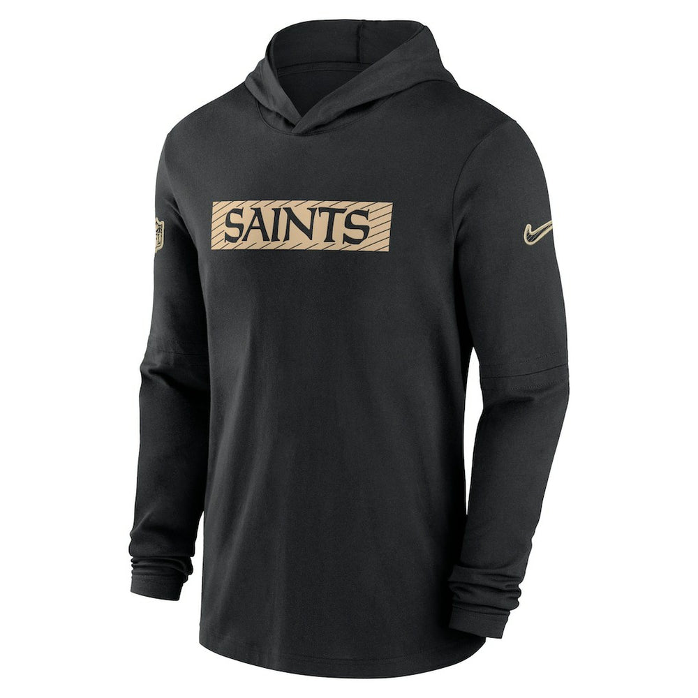 New Orleans Saints 2024/25 Sideline Performance Long Sleeve Hoodie T-Shirt - Black Hoodies