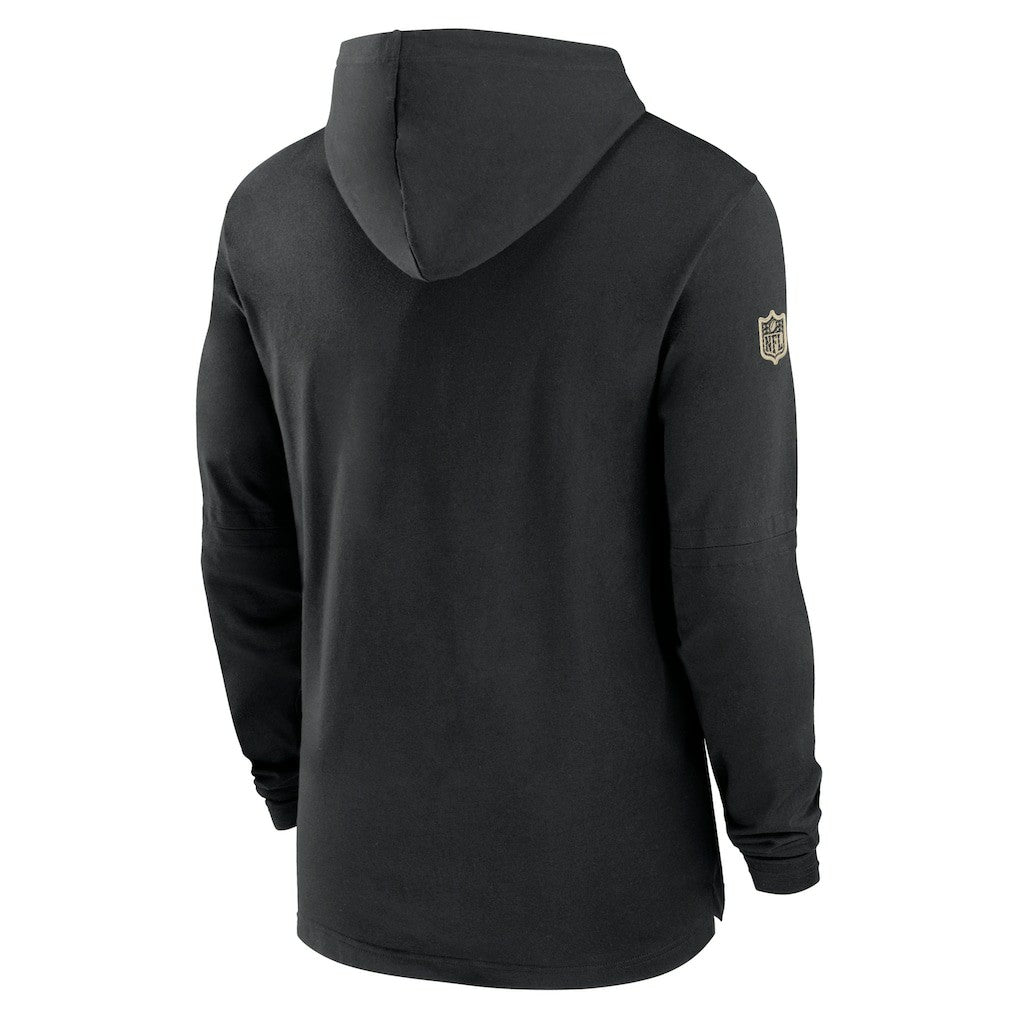 New Orleans Saints 2024/25 Sideline Performance Long Sleeve Hoodie T-Shirt - Black Hoodies