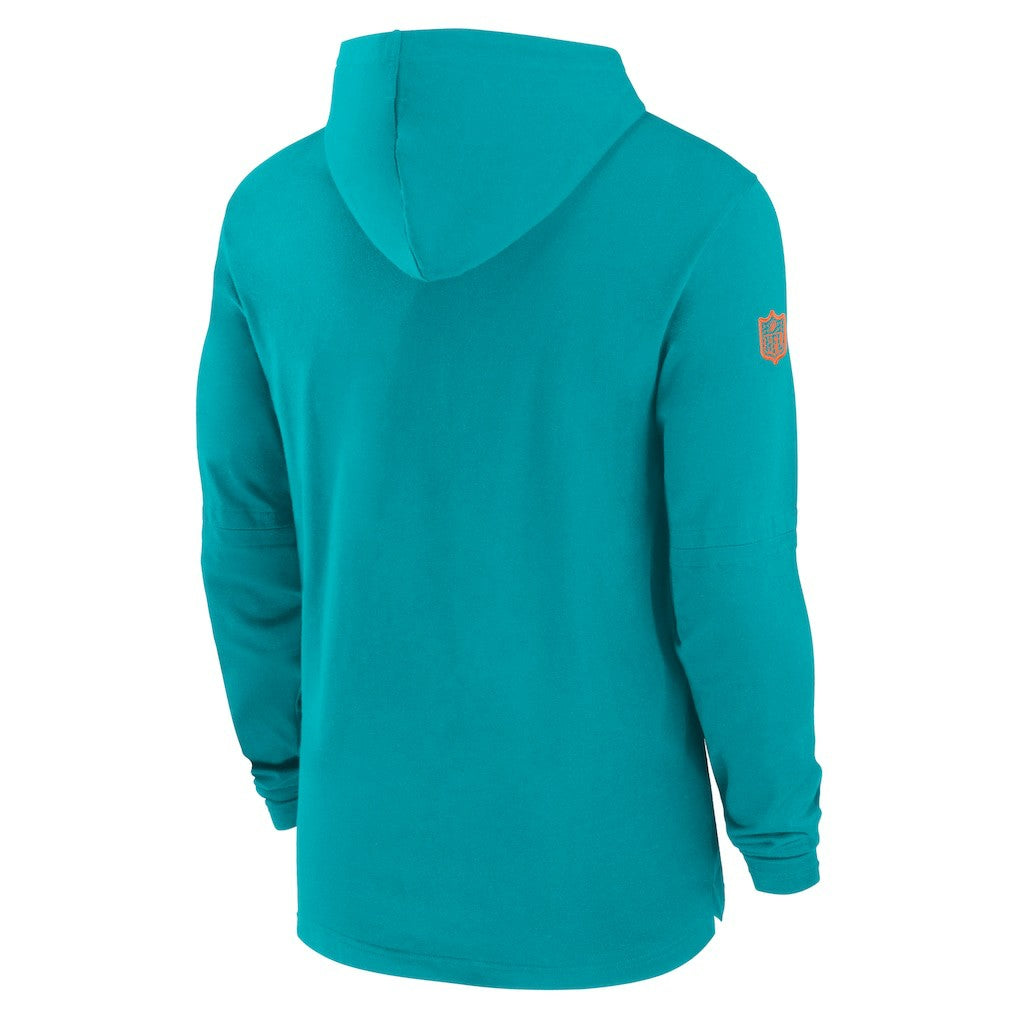 Miami Dolphins 2024/25 Sideline Performance Long Sleeve Hoodie T-Shirt - Aqua Hoodies