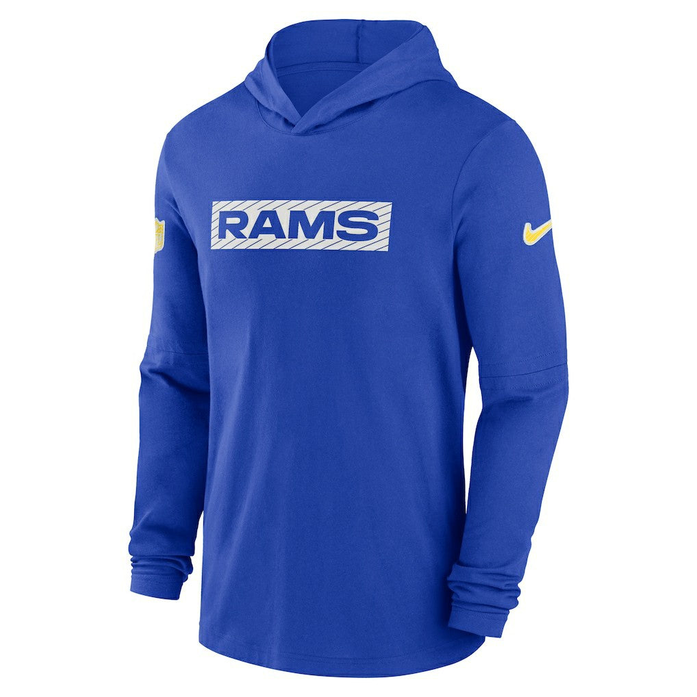 Los Angeles Rams 2024/25 Sideline Performance Long Sleeve Hoodie T-Shirt - Royal Hoodies