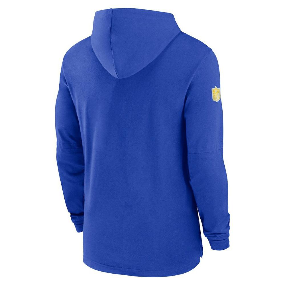 Los Angeles Rams 2024/25 Sideline Performance Long Sleeve Hoodie T-Shirt - Royal Hoodies