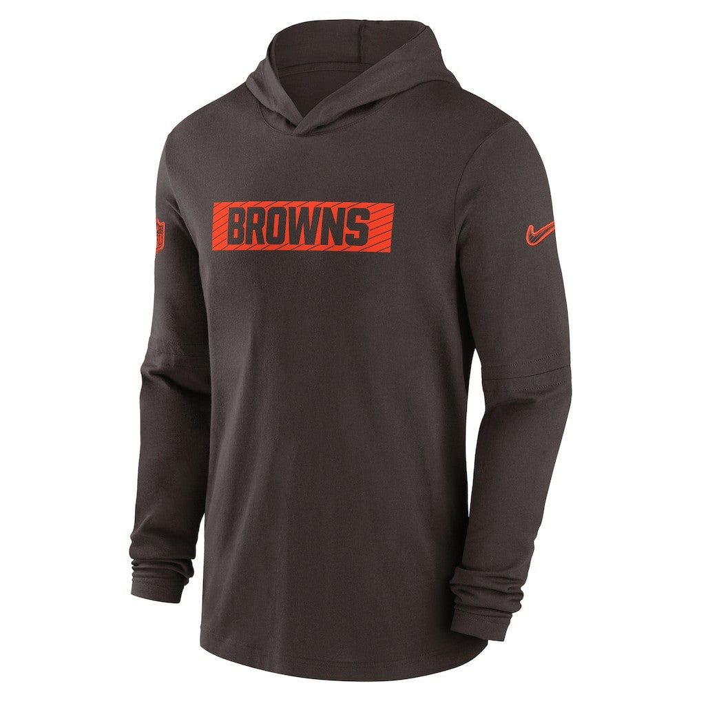 Cleveland Browns 2024/25 Sideline Performance Long Sleeve Hoodie T-Shirt - Brown Hoodies