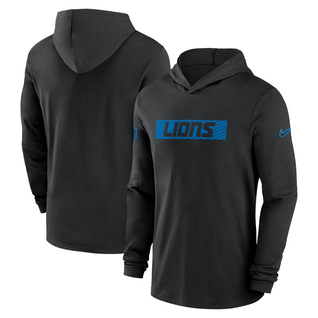 Detroit Lions 2024/25 Sideline Performance Long Sleeve Hoodie T-Shirt - Black Hoodies