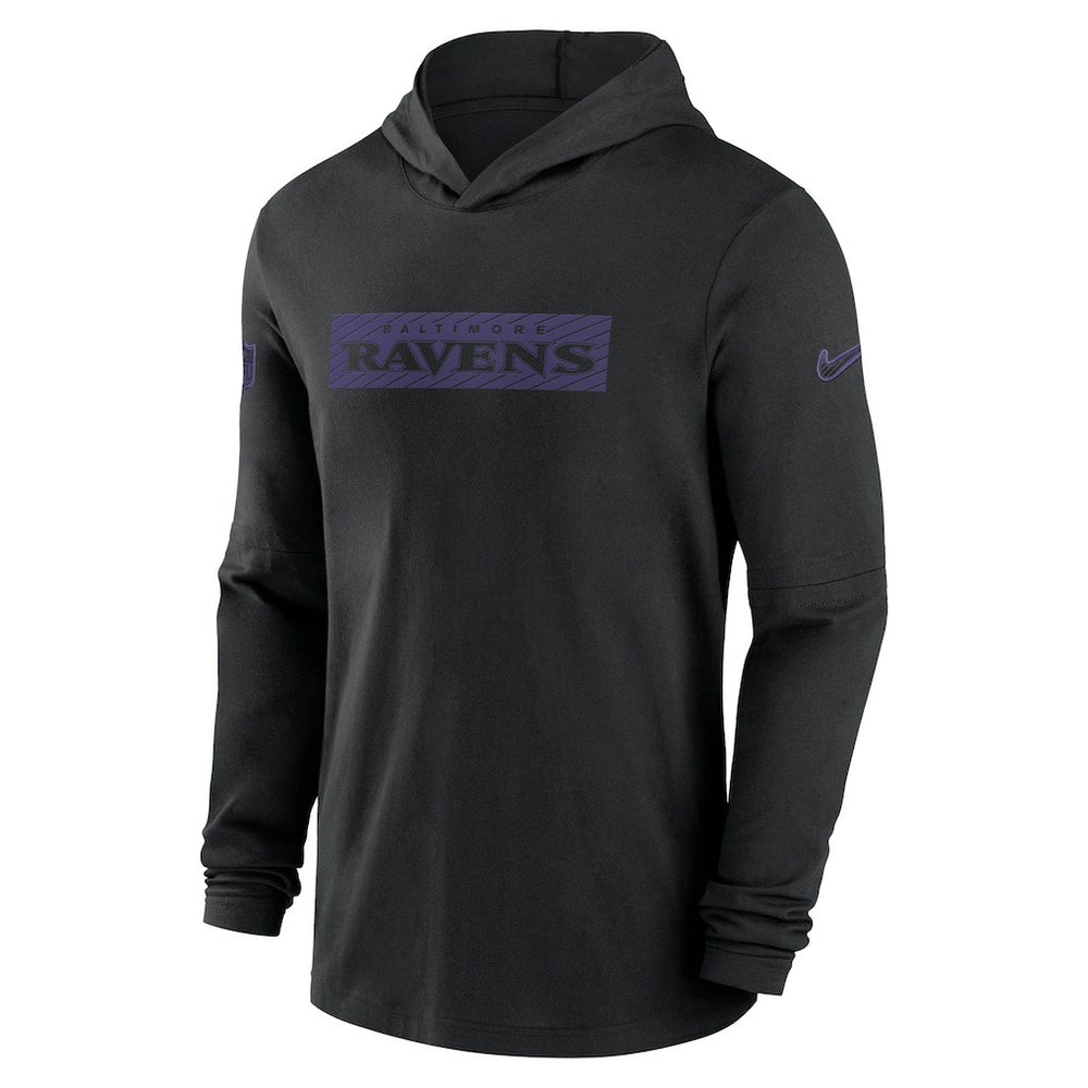 Baltimore Ravens 2024/25 Sideline Performance Long Sleeve Hoodie T-Shirt - Black Hoodies