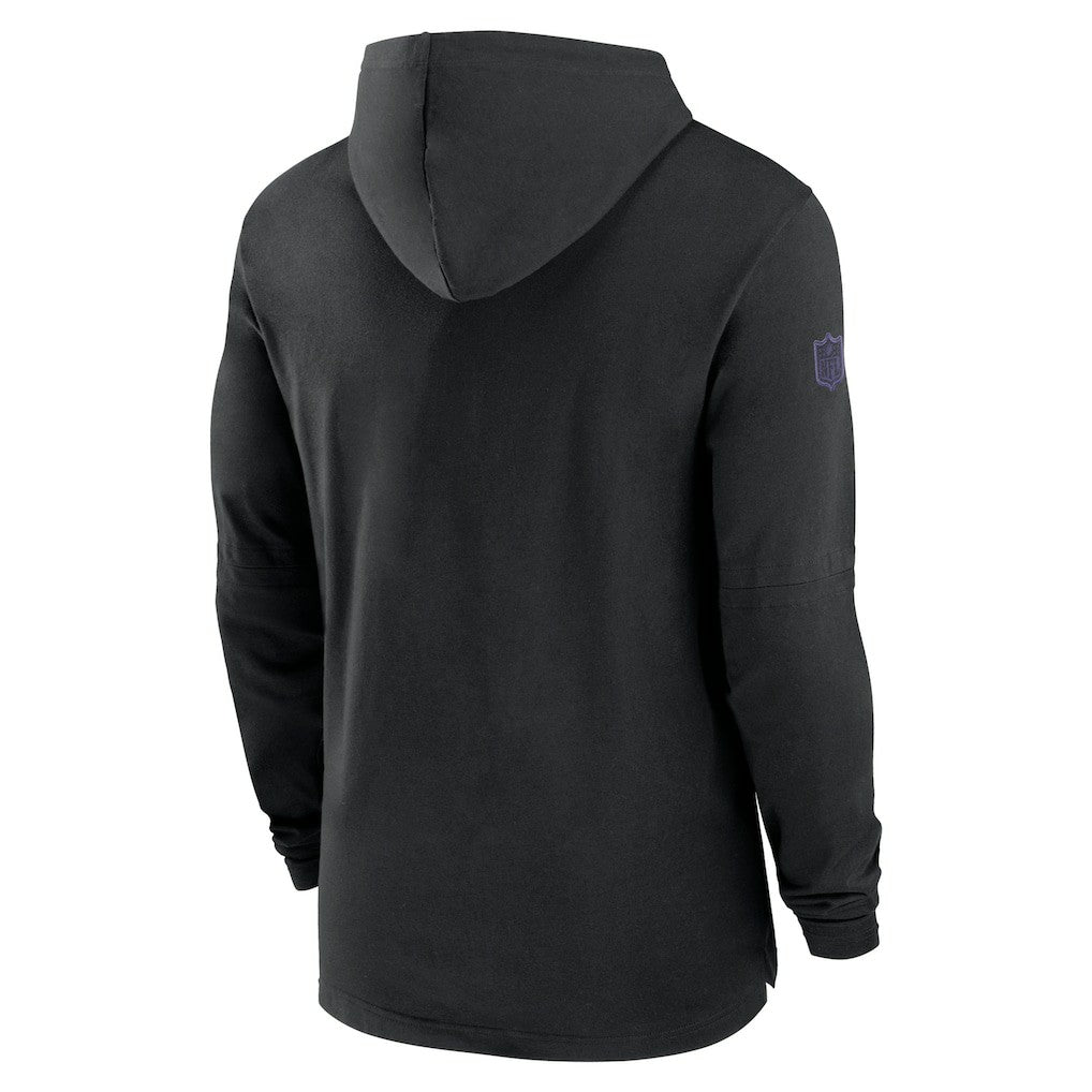 Baltimore Ravens 2024/25 Sideline Performance Long Sleeve Hoodie T-Shirt - Black Hoodies