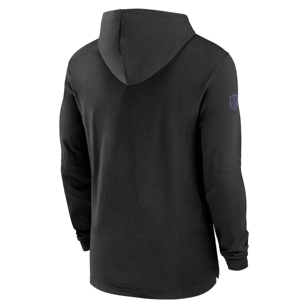 Baltimore Ravens 2024/25 Sideline Performance Long Sleeve Hoodie T-Shirt - Black Hoodies