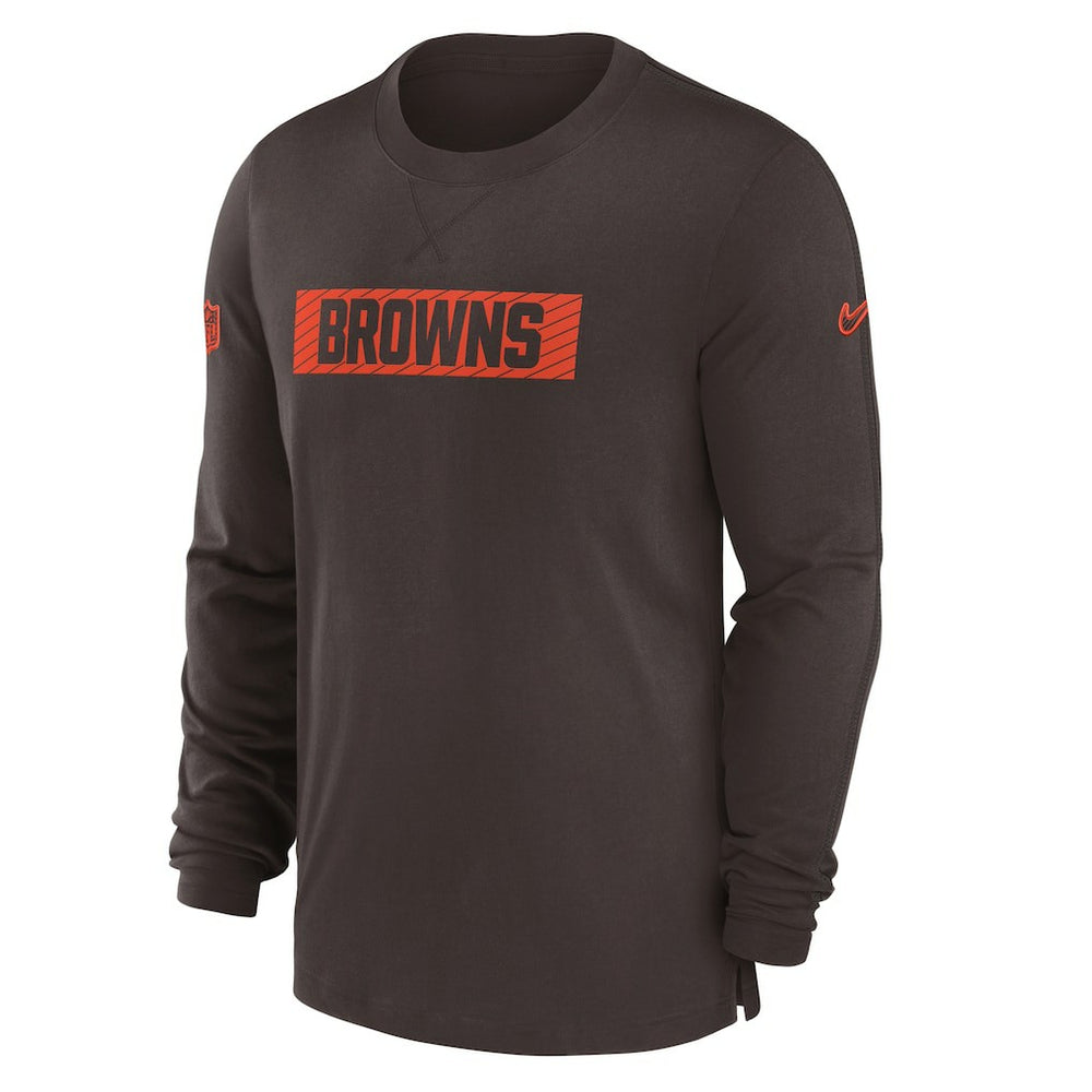 Cleveland Browns Sideline Player Performance Long Sleeve T-Shirt - Brown T-shirts