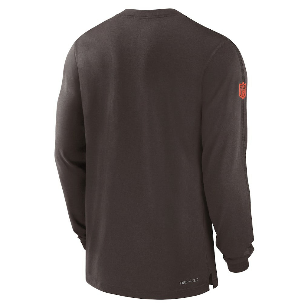 Cleveland Browns Sideline Player Performance Long Sleeve T-Shirt - Brown T-shirts