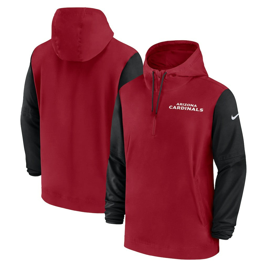 Arizona Cardinals 2024/25 Sideline Pre-Game Player 1/2-Zip Hoodie Jacket - Cardinal/Black Hoodies