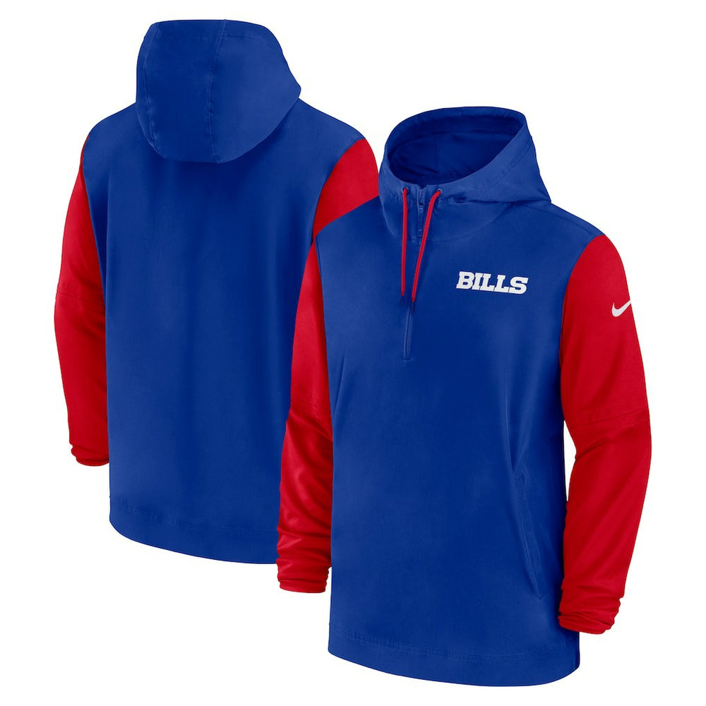 Buffalo Bills 2024/25 Sideline Pre-Game Player 1/2-Zip Hoodie Jacket - Royal/Red Hoodies