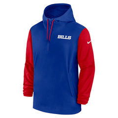 Buffalo Bills 2024/25 Sideline Pre-Game Player 1/2-Zip Hoodie Jacket - Royal/Red Hoodies