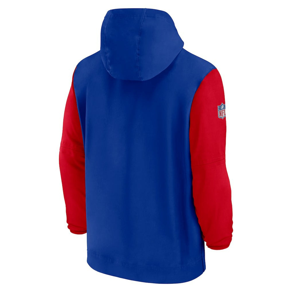 Buffalo Bills 2024/25 Sideline Pre-Game Player 1/2-Zip Hoodie Jacket - Royal/Red Hoodies