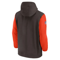 Cleveland Browns 2024/25 Sideline Pre-Game Player 1/2-Zip Hoodie Jacket - Brown/Orange Hoodies