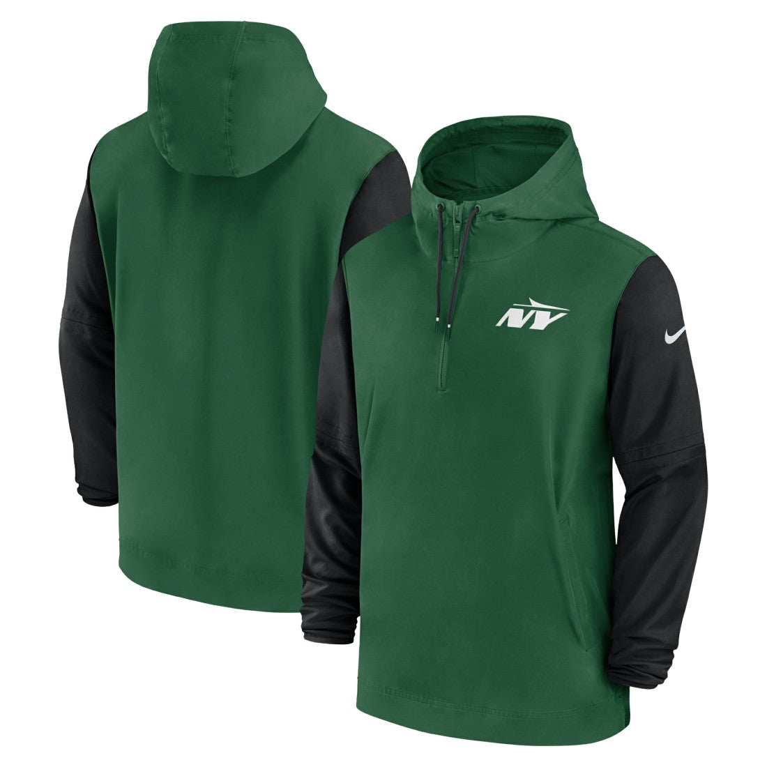 New York Jets 2024/25 Sideline Pre-Game Player 1/2-Zip Hoodie Jacket - Green/Black Hoodies
