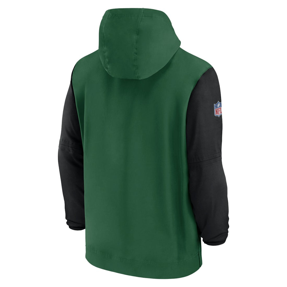 New York Jets 2024/25 Sideline Pre-Game Player 1/2-Zip Hoodie Jacket - Green/Black Hoodies