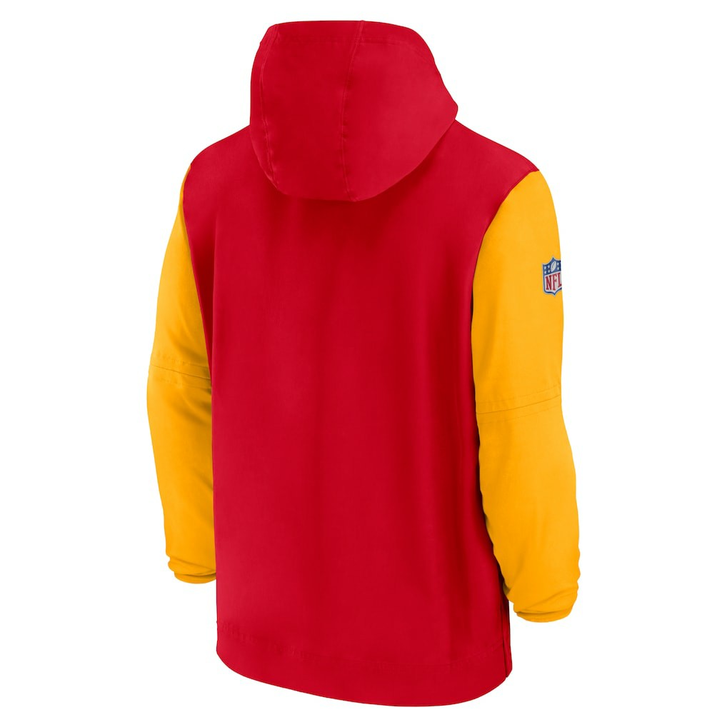 Kansas City Chiefs 2024/25 Sideline Pre-Game Player 1/2-Zip Hoodie Jacket - Red/Gold Hoodies