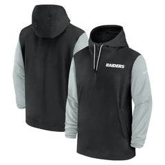Las Vegas Raiders 2024/25 Sideline Pre-Game Player 1/2-Zip Hoodie Jacket - Black/Silver Hoodies