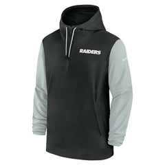 Las Vegas Raiders 2024/25 Sideline Pre-Game Player 1/2-Zip Hoodie Jacket - Black/Silver Hoodies
