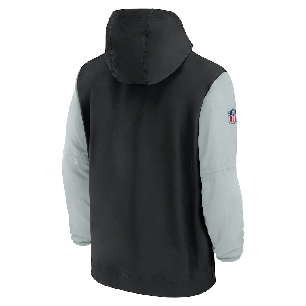 Las Vegas Raiders 2024/25 Sideline Pre-Game Player 1/2-Zip Hoodie Jacket - Black/Silver Hoodies