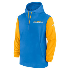 Los Angeles Chargers 2024/25 Sideline Pre-Game Player 1/2-Zip Hoodie Jacket - Powder Blue/Gold Hoodies