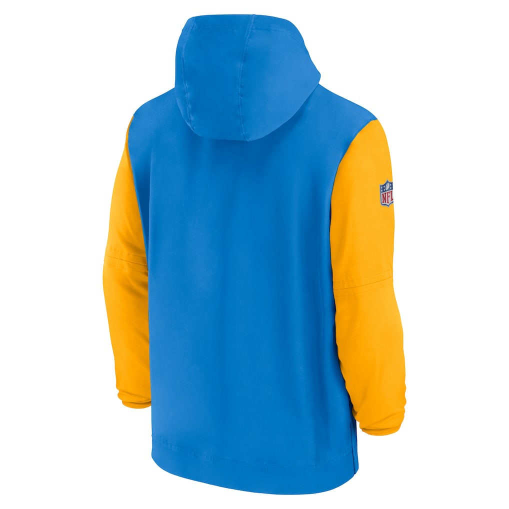 Los Angeles Chargers 2024/25 Sideline Pre-Game Player 1/2-Zip Hoodie Jacket - Powder Blue/Gold Hoodies