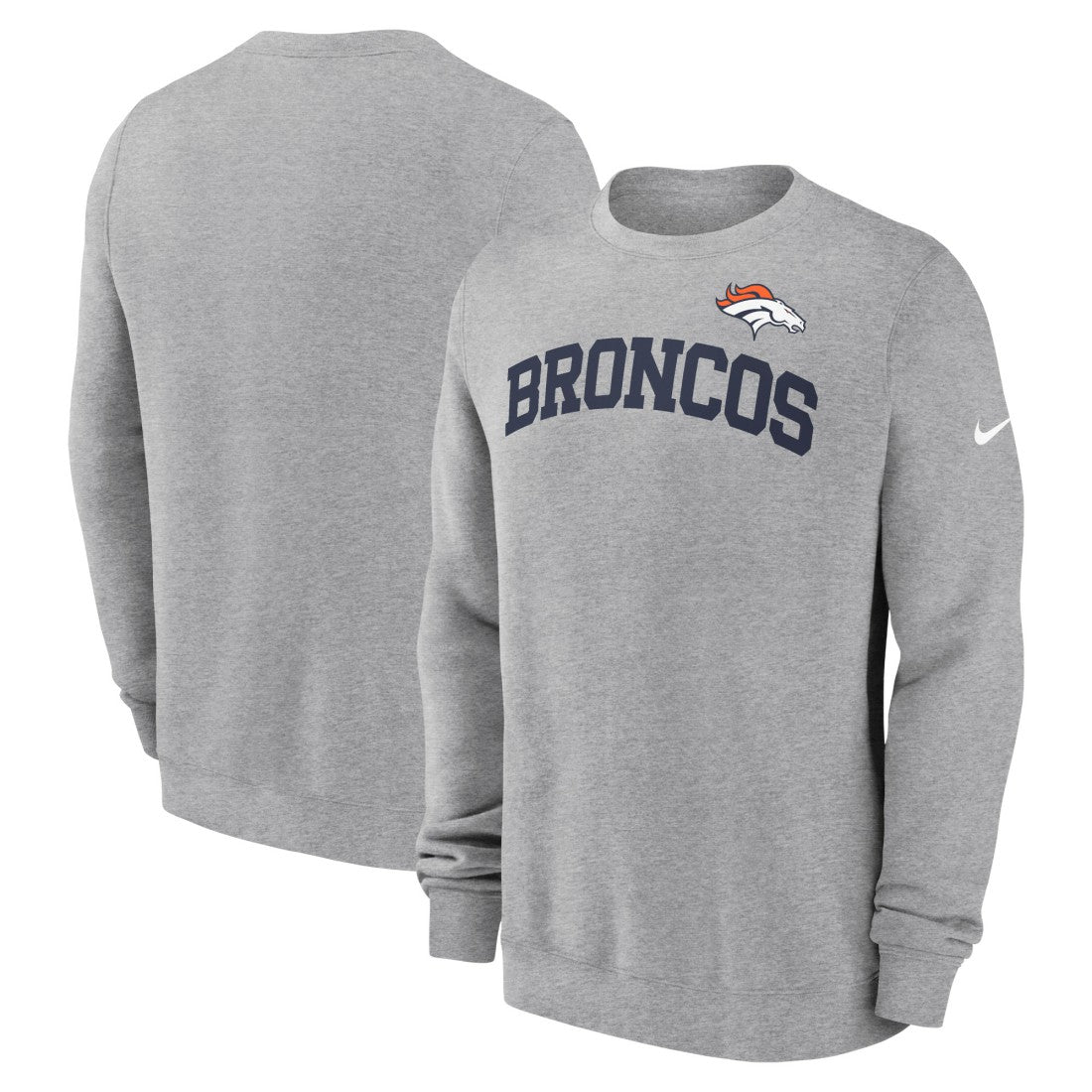 Denver Broncos Club Pullover Sweatshirt - Heather Gray Pullover