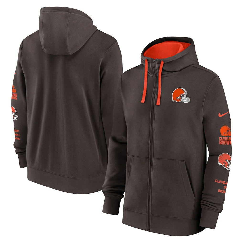 Cleveland Browns Primetime Club Full-Zip Hoodie - Brown Hoodies