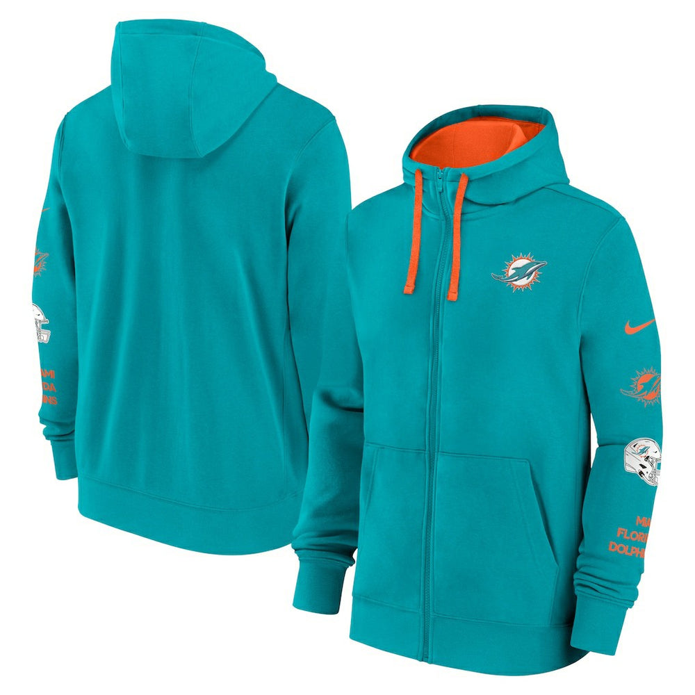 Miami Dolphins Primetime Club Full-Zip Hoodie - Aqua Hoodies