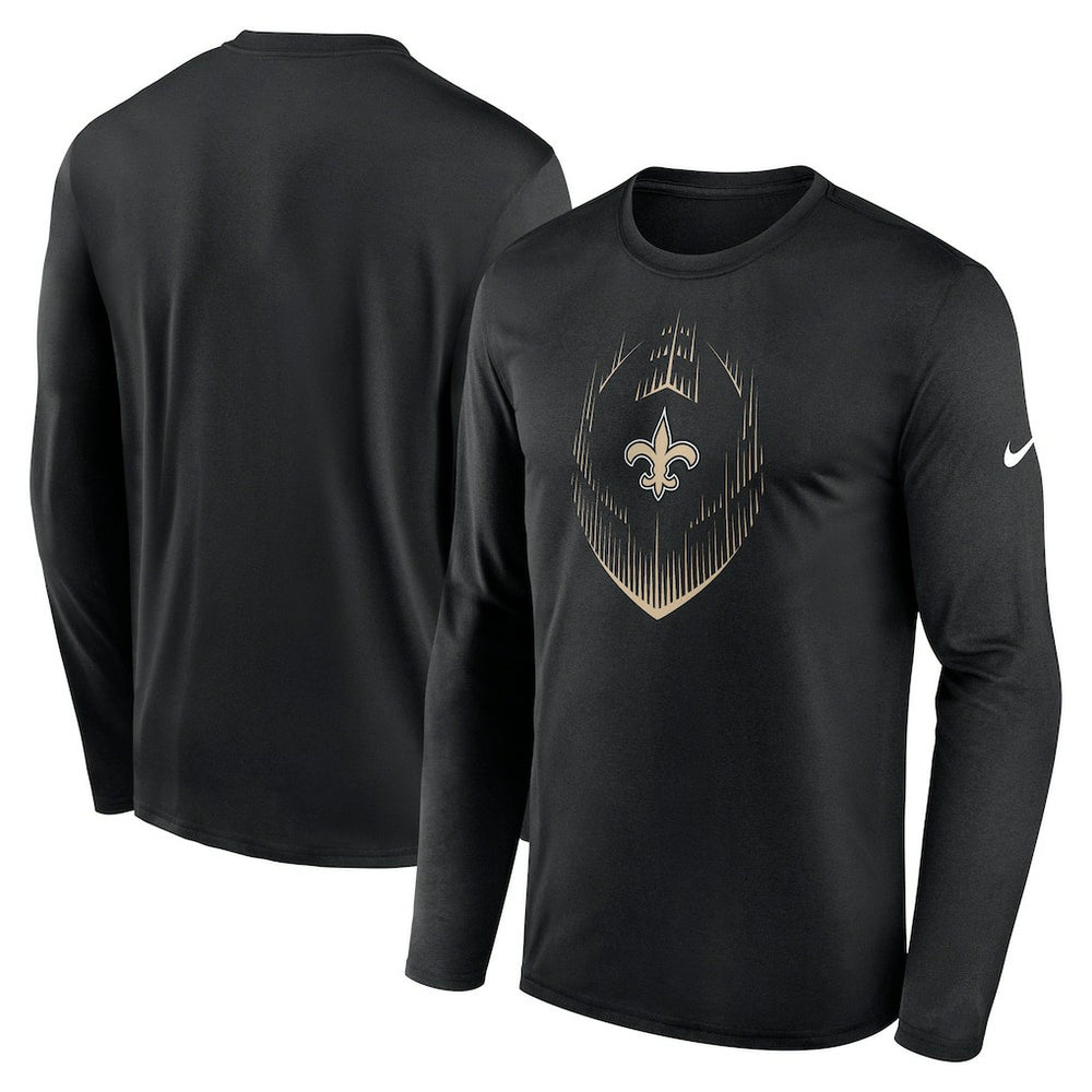 New Orleans Saints Icon Legend Performance Long Sleeve T-Shirt - Black T-shirts