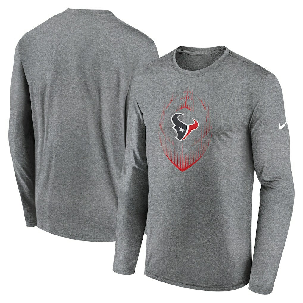 Houston Texans Icon Legend Performance Long Sleeve T-Shirt - Heather Gray T-shirts