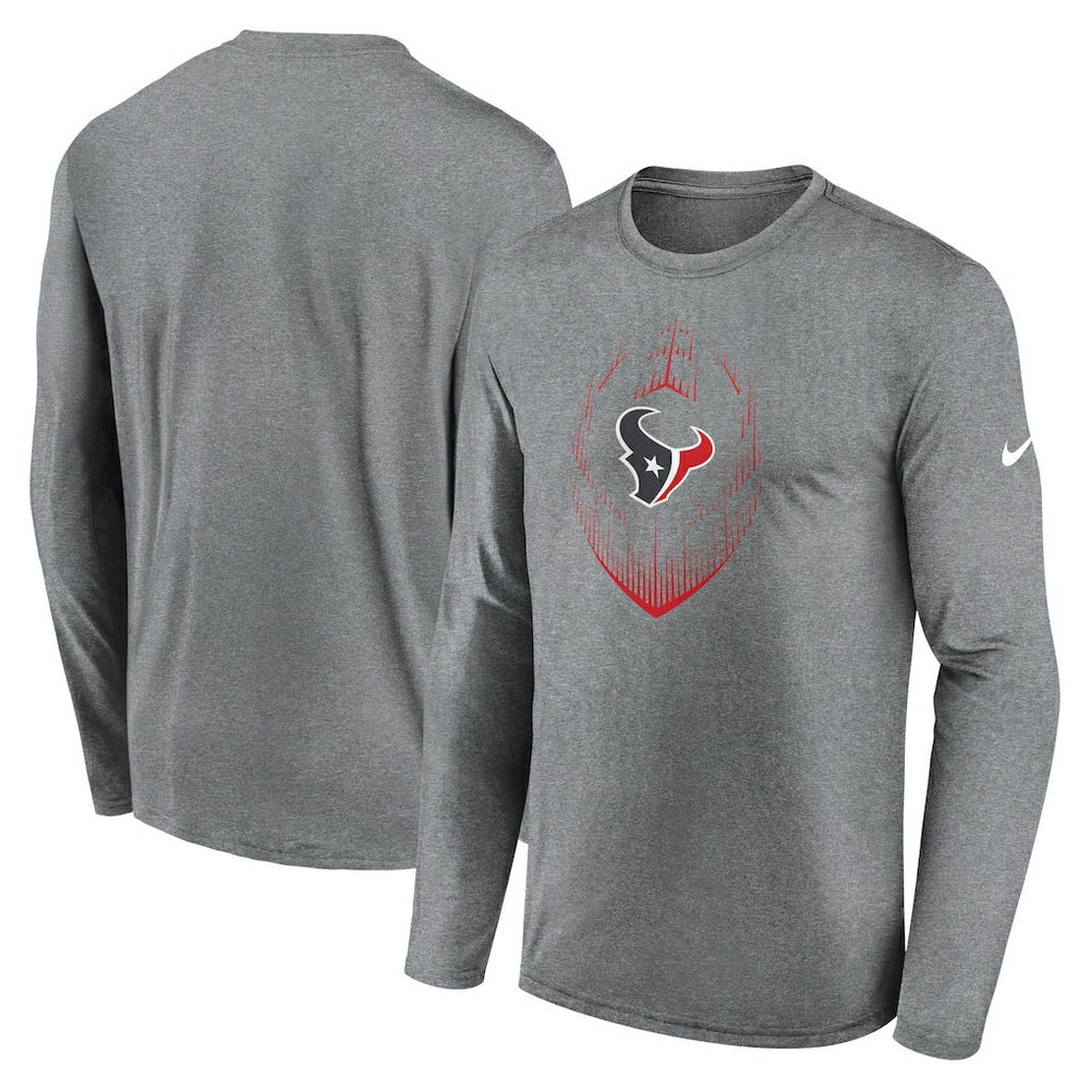 Houston Texans Icon Legend Performance Long Sleeve T-Shirt - Heather Gray T-shirts