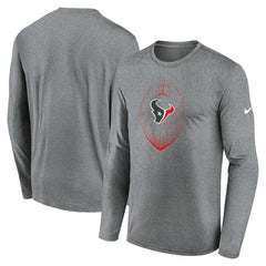 Houston Texans Icon Legend Performance Long Sleeve T-Shirt - Heather Gray T-shirts