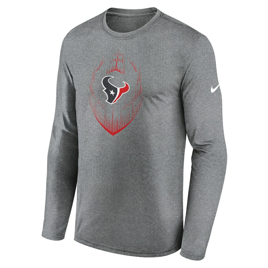Houston Texans Icon Legend Performance Long Sleeve T-Shirt - Heather Gray T-shirts