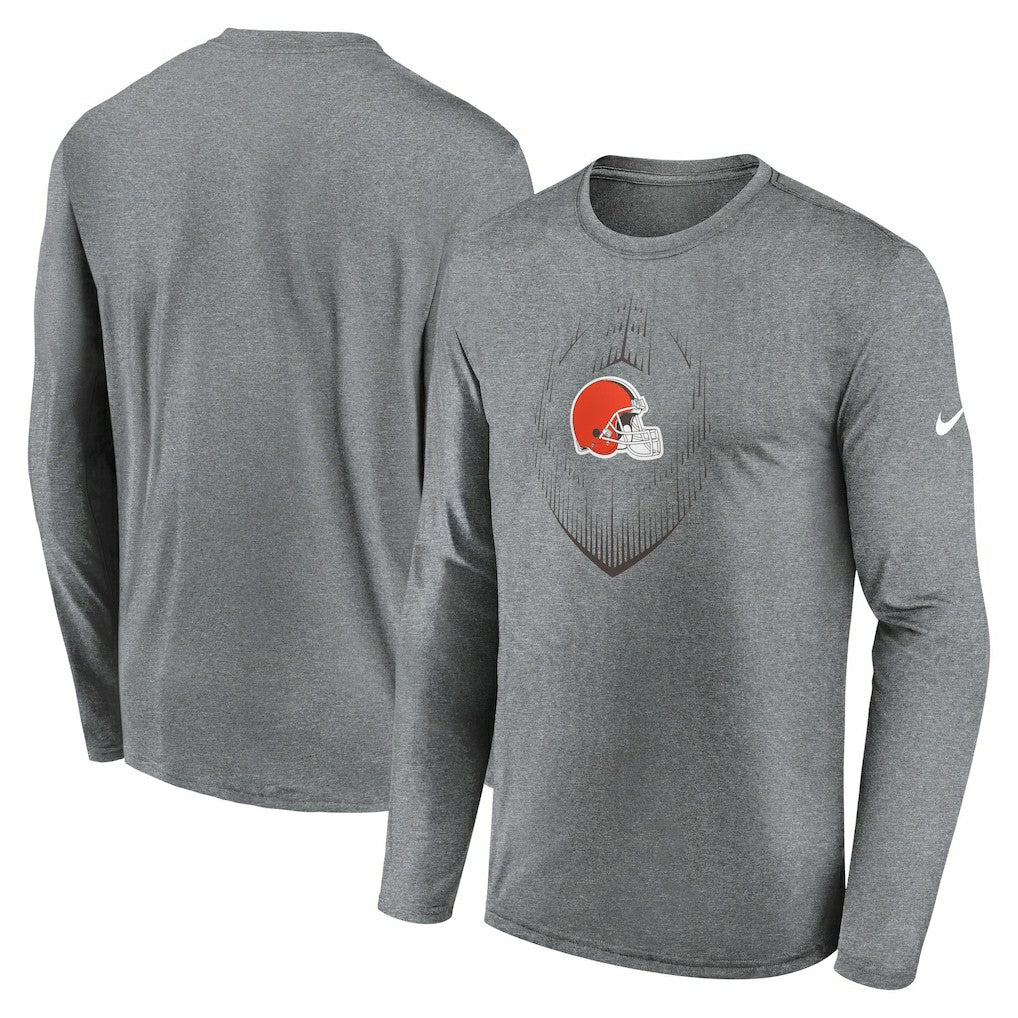 Cleveland Browns Icon Legend Performance Long Sleeve T-Shirt - Heather Gray T-shirts
