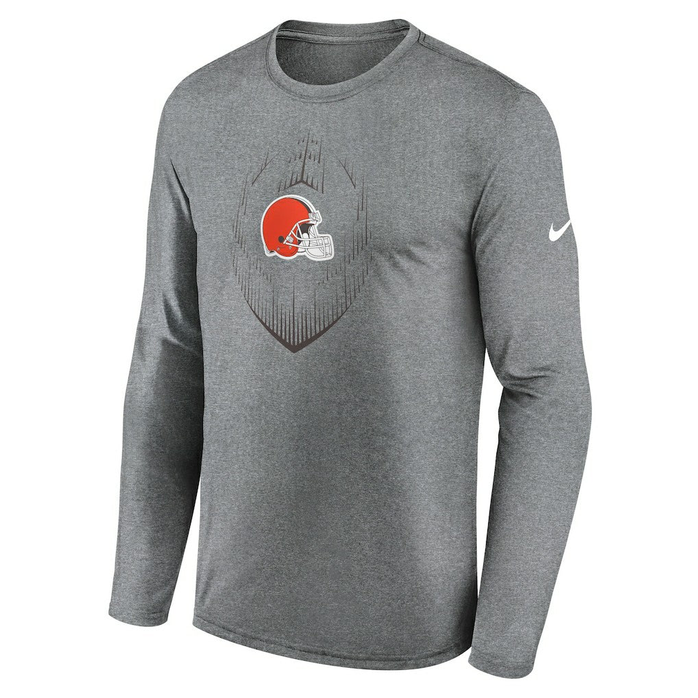 Cleveland Browns Icon Legend Performance Long Sleeve T-Shirt - Heather Gray T-shirts