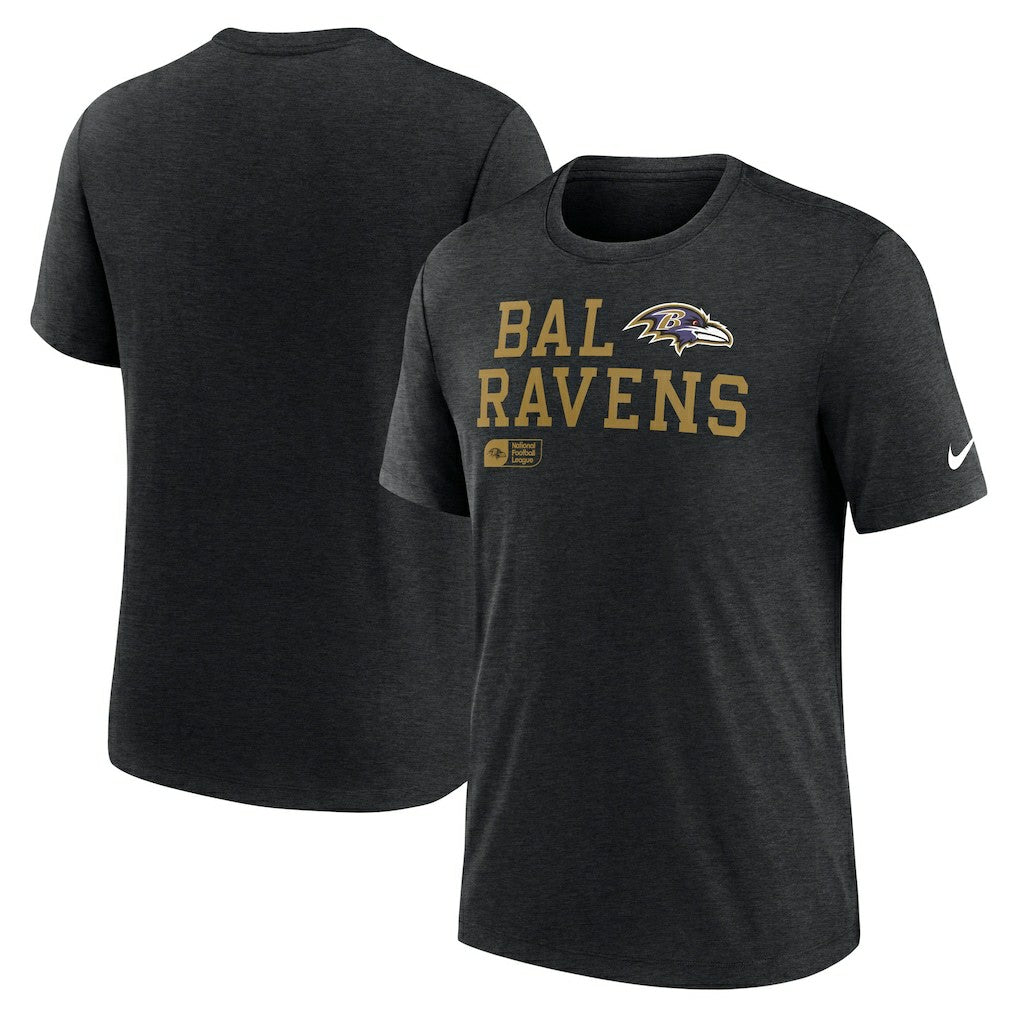 Baltimore Ravens Overlap Lockup Tri-Blend T-Shirt - Black T-shirts