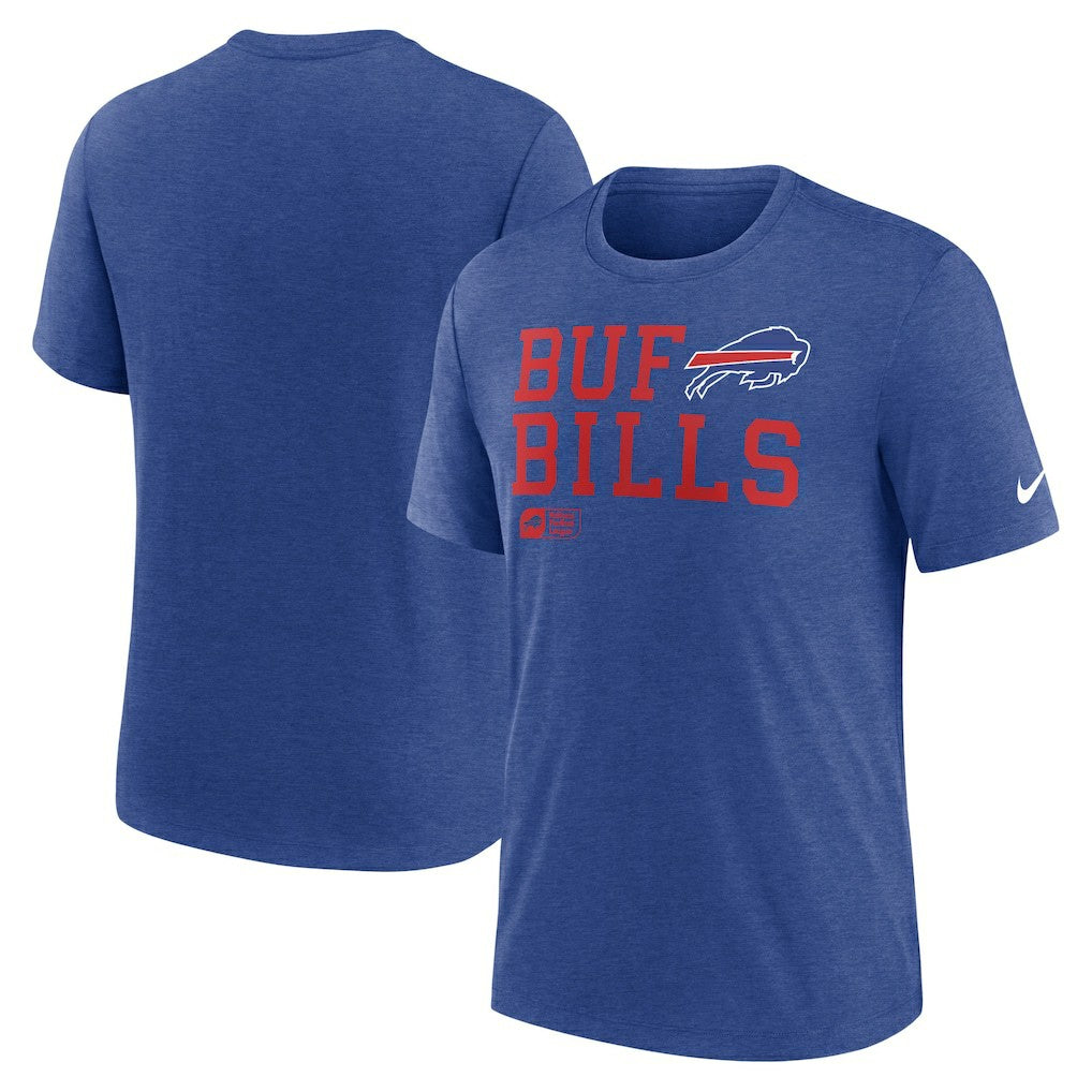 Buffalo Bills Overlap Lockup Tri-Blend T-Shirt - Royal T-shirts