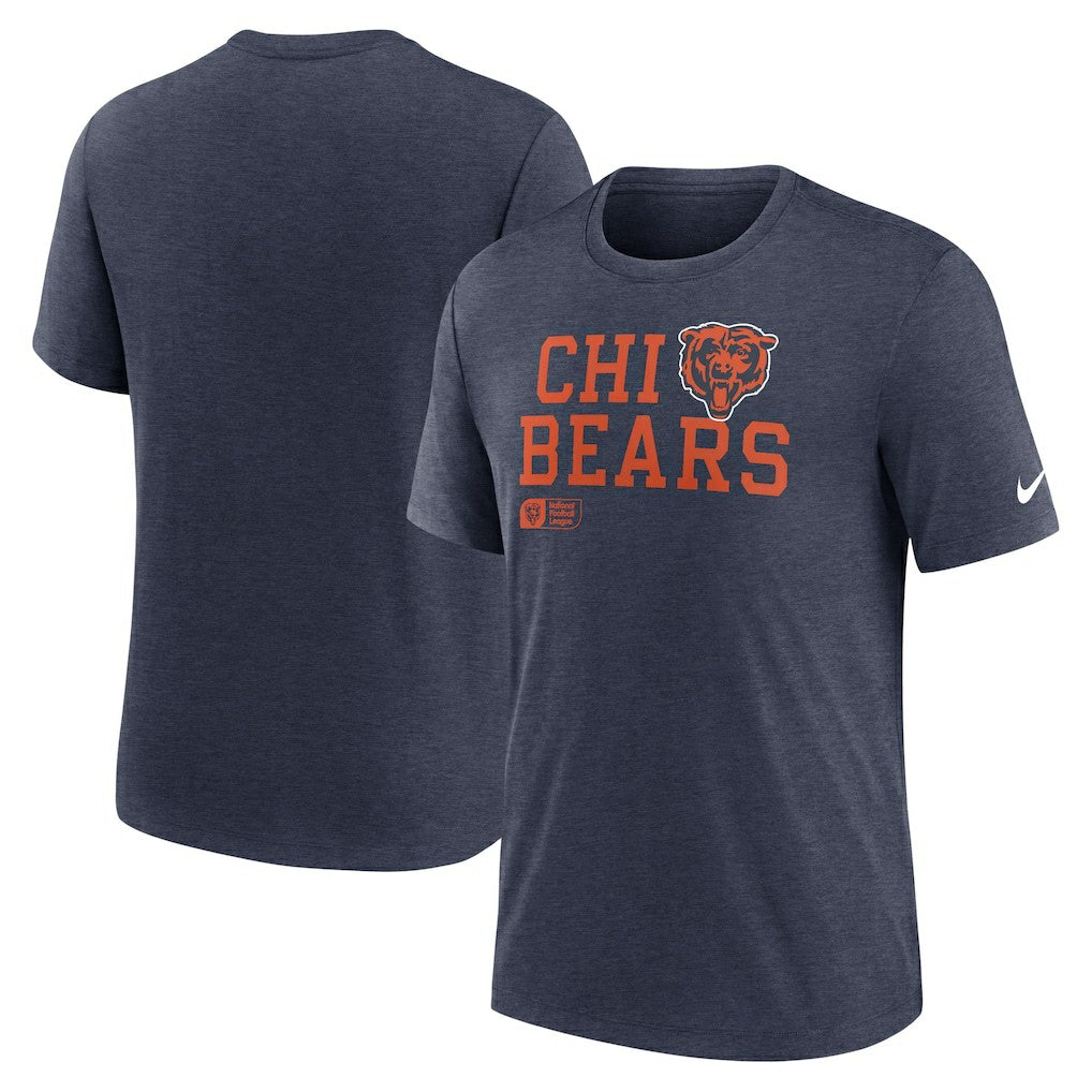 Chicago Bears Overlap Lockup Tri-Blend T-Shirt - Navy T-shirts