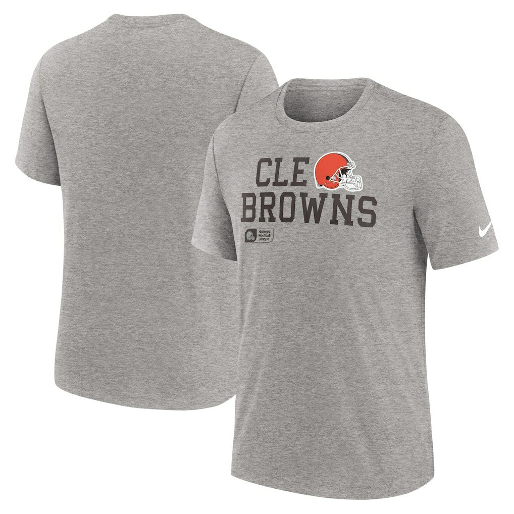 Cleveland Browns Overlap Lockup Tri-Blend T-Shirt - Heather Gray T-shirts
