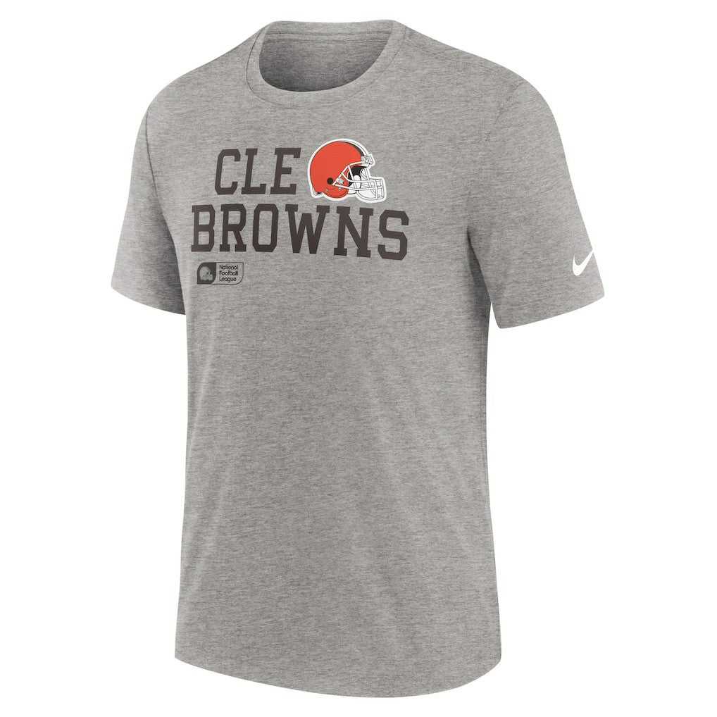 Cleveland Browns Overlap Lockup Tri-Blend T-Shirt - Heather Gray T-shirts
