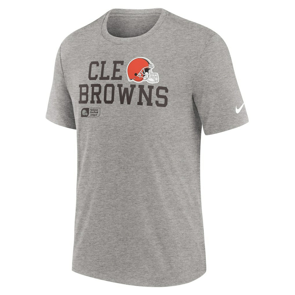 Cleveland Browns Overlap Lockup Tri-Blend T-Shirt - Heather Gray T-shirts