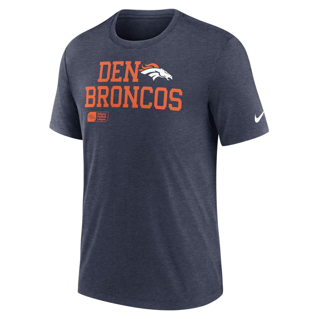 Denver Broncos Overlap Lockup Tri-Blend T-Shirt - Navy T-shirts