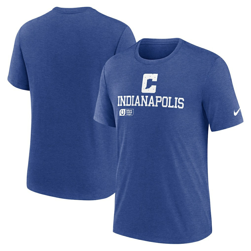 Indianapolis Colts Overlap Lockup Tri-Blend T-Shirt - Royal T-shirts
