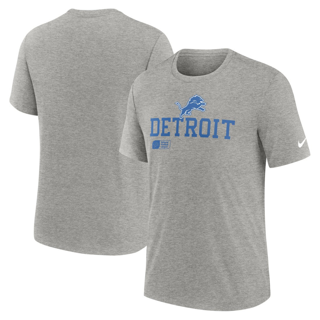 Detroit Lions Overlap Lockup Tri-Blend T-Shirt - Heather Gray T-shirts