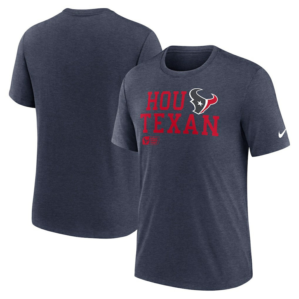 Houston Texans Overlap Lockup Tri-Blend T-Shirt - Navy T-shirts
