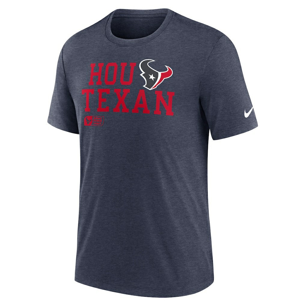 Houston Texans Overlap Lockup Tri-Blend T-Shirt - Navy T-shirts