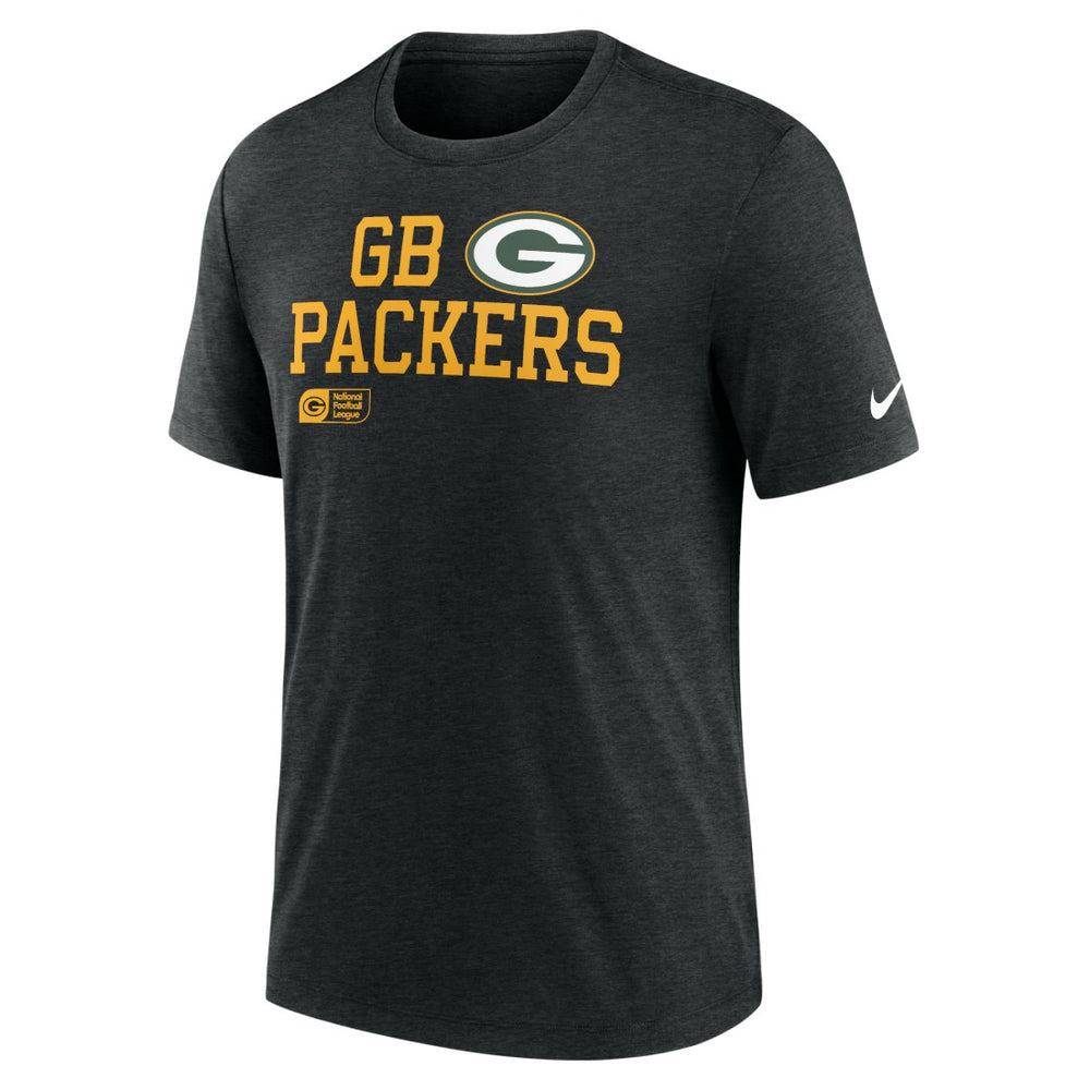 Green Bay Packers Overlap Lockup Tri-Blend T-Shirt - Black T-shirts