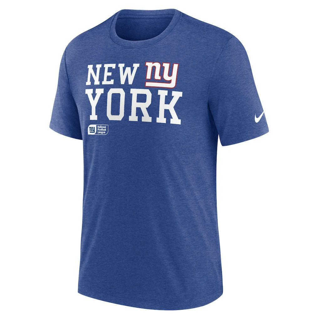 New York Giants Overlap Lockup Tri-Blend T-Shirt - Royal T-shirts