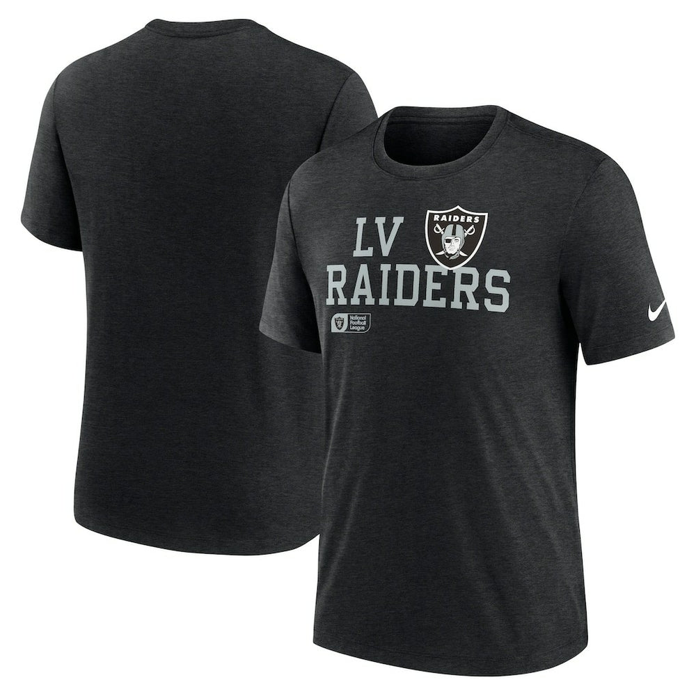 Las Vegas Raiders Overlap Lockup Tri-Blend T-Shirt - Black T-shirts
